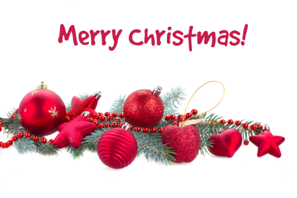 Red Star Baubles Christmas Card