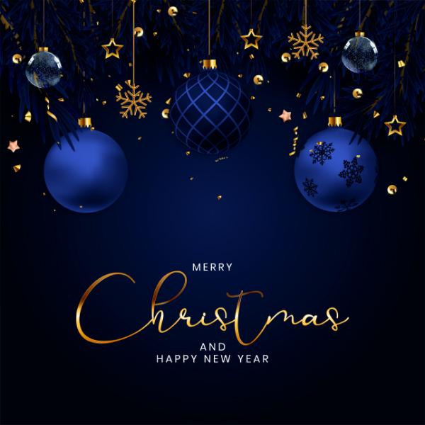 Midnight Blue Baubles Christmas Card
