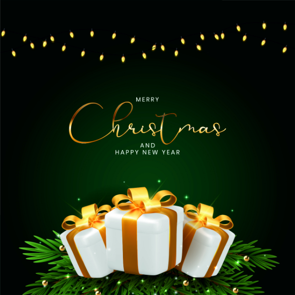 Green Presents Christmas Card