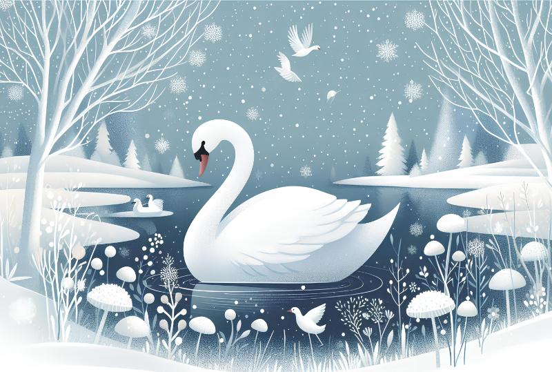 Elegant Swan on Winter Lake Christmas Card