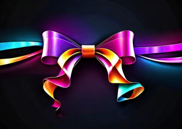 Colourful Festive Ribbon on Black Christmas Card