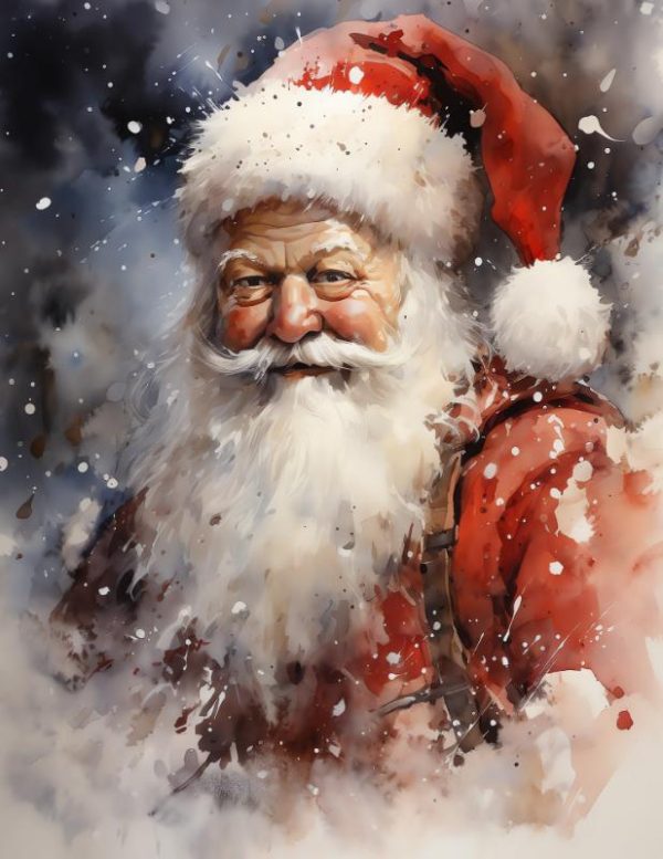 Classic Santa in Snow Scene Christmas Card