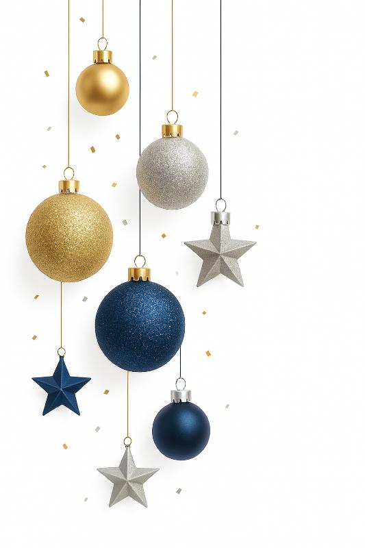 Elegant Hanging Baubles Christmas Card