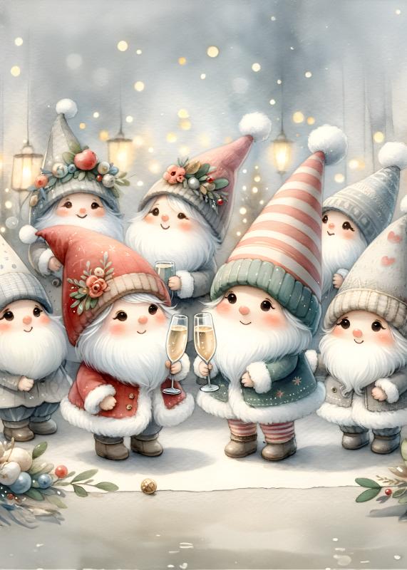 Cute Christmas Gnomes Party Christmas Card