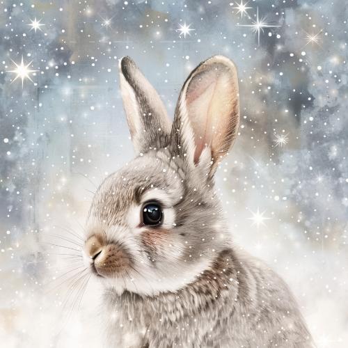 Gentle Rabbit in Snowfall Christmas Card