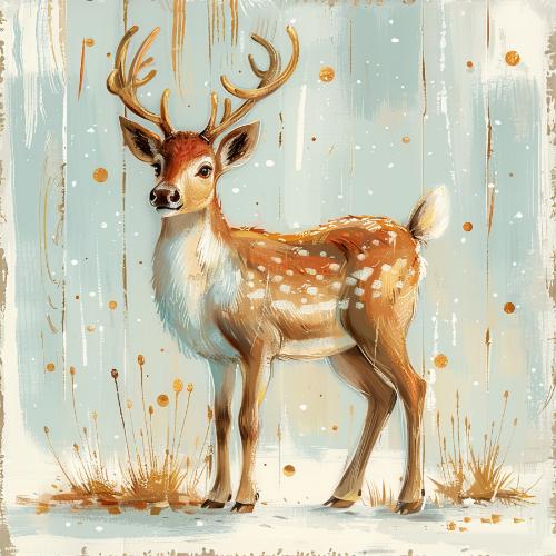 Elegant Reindeer with Snowy Scene Christmas Card
