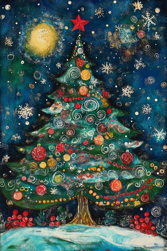 Whimsical Christmas Tree Christmas Card