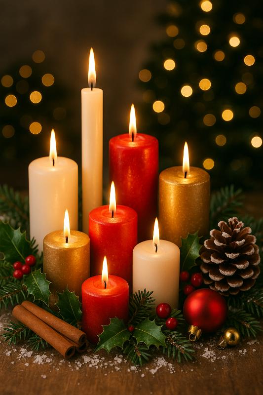 Festive Candle Display Christmas Card