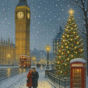 Snowy Big Ben London Scene Christmas Card