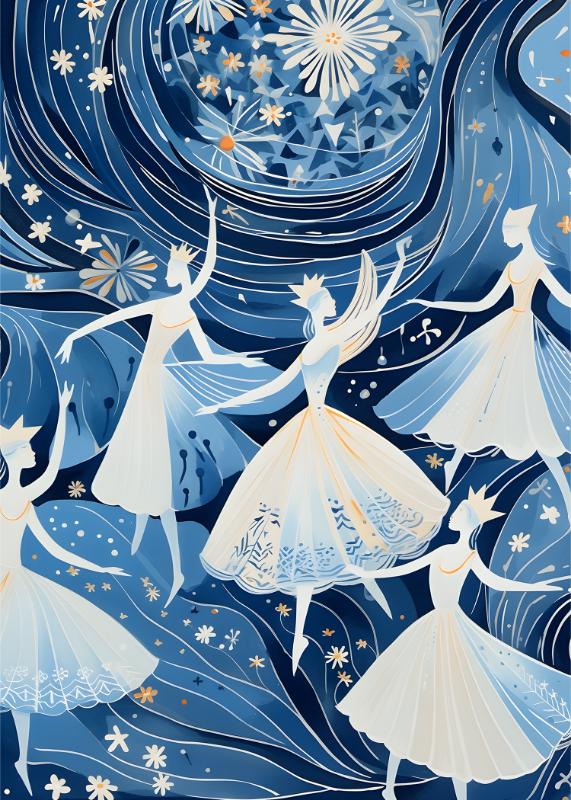 Elegant Snowflake Ballerinas Christmas Card