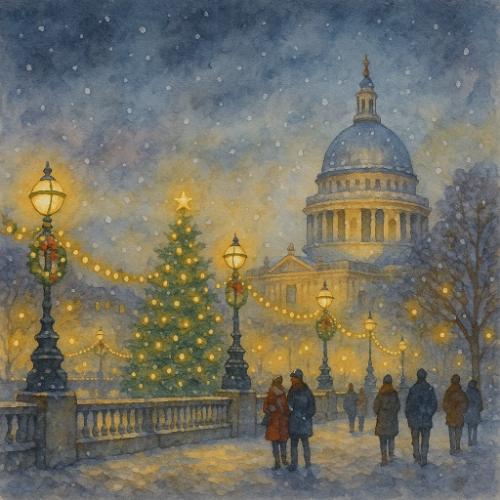 St Paul’s Cathedral Festive Scene Christmas Card