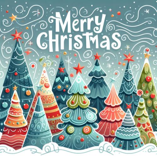 Whimsical Christmas Trees Christmas Card