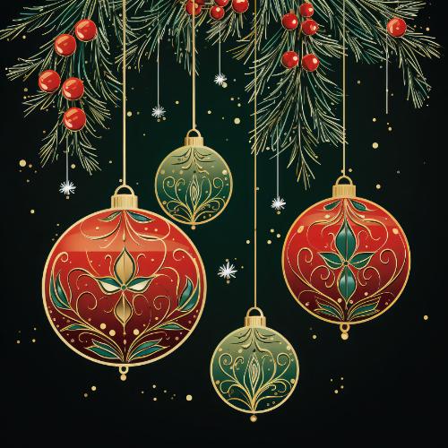 Elegant Red and Green Baubles