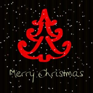 Abstract Red Tree on Black Christmas Card