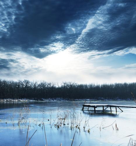 Frozen Lake Under Dramatic Sky Christmas Card