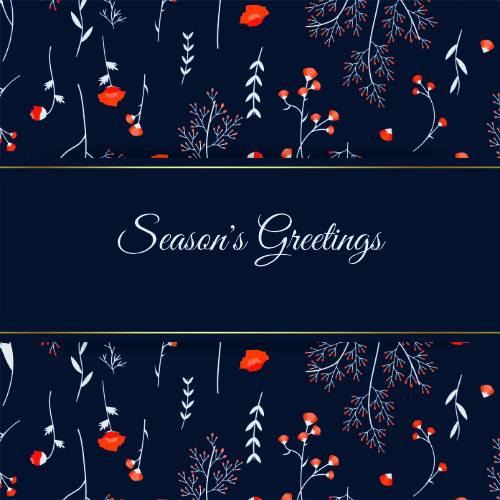 Stylish Floral Greetings Christmas Card