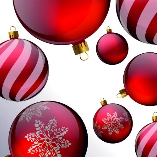 Red Baubles with Snowflake Motif Christmas Card