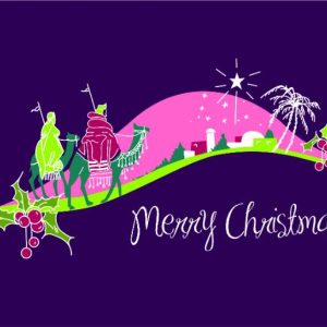 Three Kings with Star and Holly Christmas Card
