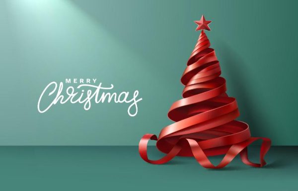 Red Ribbon Christmas Tree Christmas Card