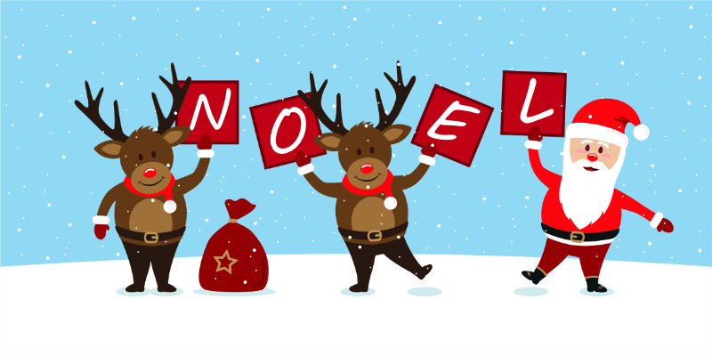 Santa and Reindeer Cartoon Fun Christmas Card