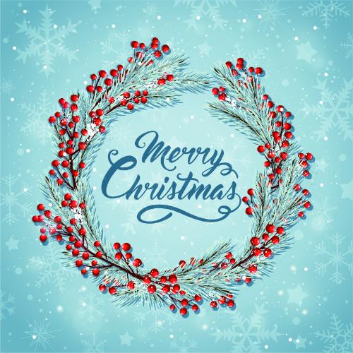 Red Berry Wreath Merry Christmas Card