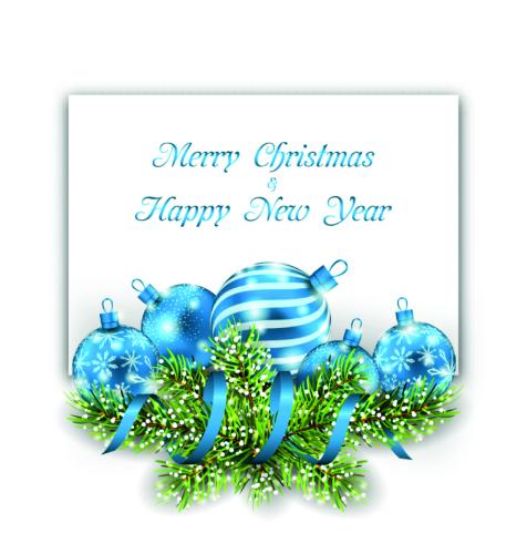 Blue Baubles Christmas & New Year Card