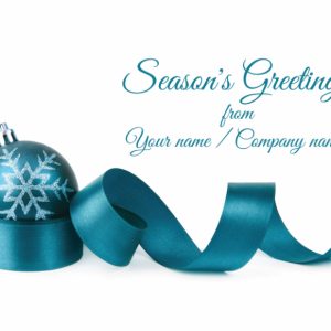 Teal Bauble and Satin Ribbon - Front Personalised