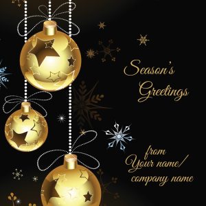 Golden Baubles and Stars - Front Personalised