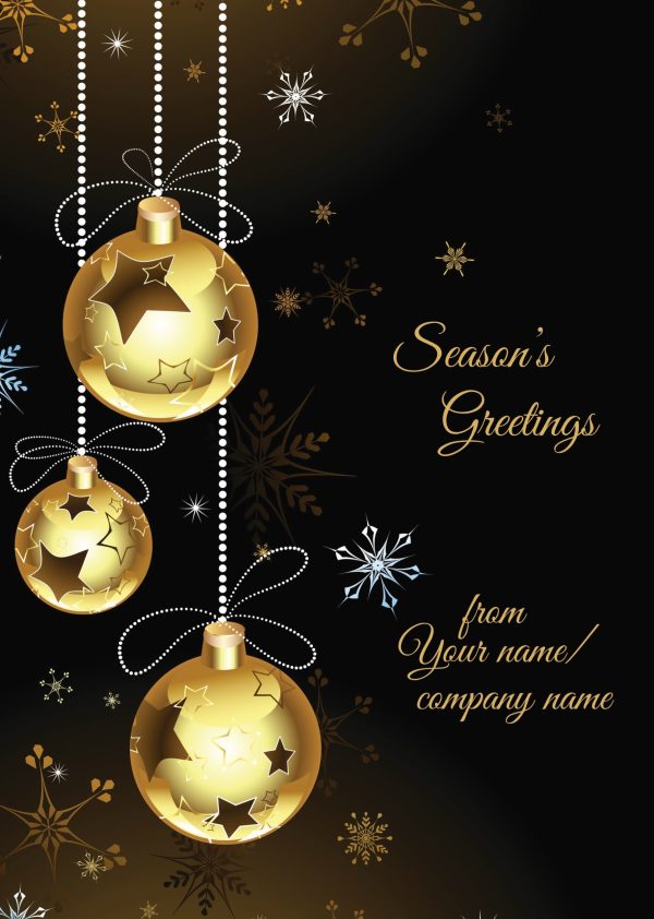 Golden Baubles and Stars - Front Personalised