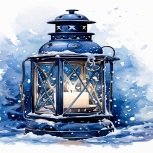 Blue Lantern Christmas Card