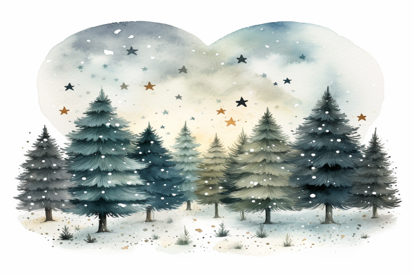 Watercolour Forest Christmas Card