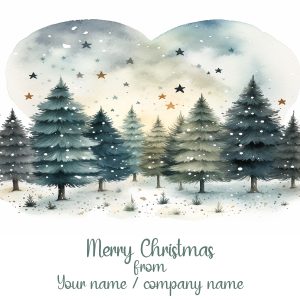 Watercolour Forest – Front Personalised Christmas Card