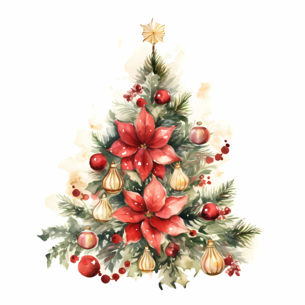 Poinsettia Tree Christmas Card