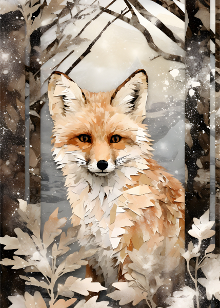 Artistic Fox Christmas Card