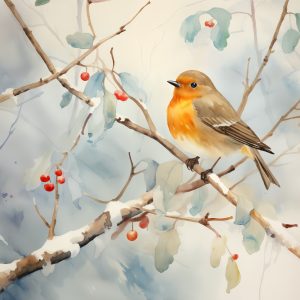 Wishful Robin Christmas Card
