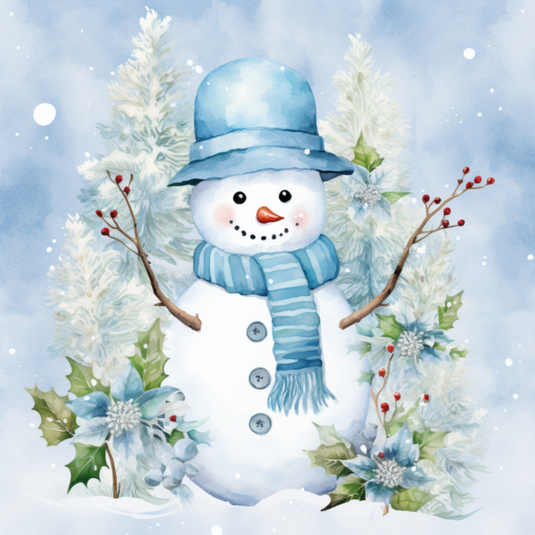 Waving Snowman Christmas Card