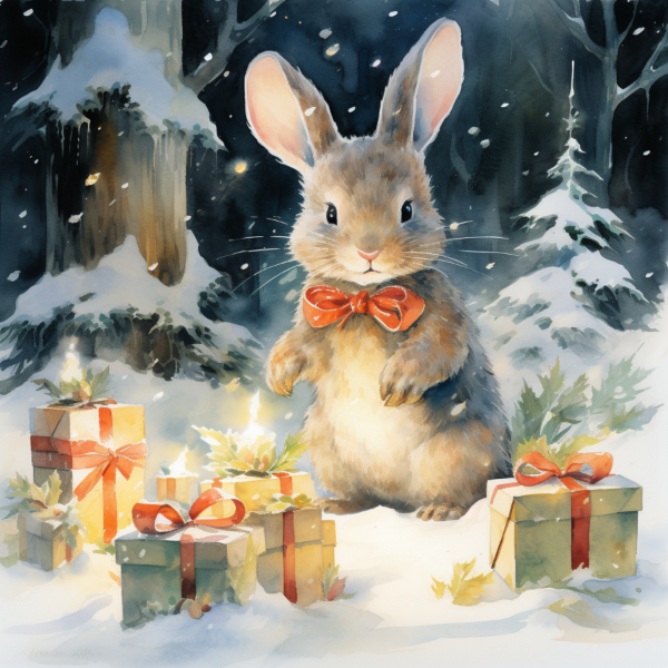 Bunny Presents Christmas Card