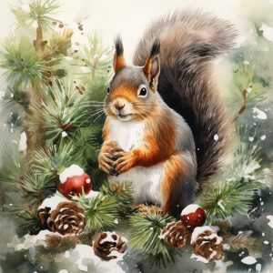 Festive Squirrel Christmas Card
