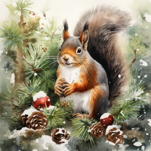 Festive Squirrel Christmas Card