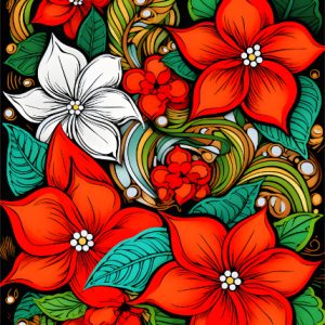 Poinsettia Art Christmas Card