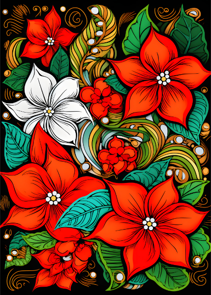 Poinsettia Art Christmas Card