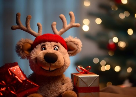 Antler Teddy Christmas Card