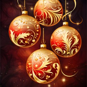 Four Baubles Christmas Card