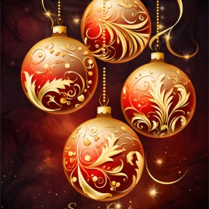 Red Gold Ribbons – Front Personalised Christmas Card