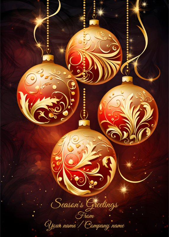 Red Gold Ribbons – Front Personalised Christmas Card
