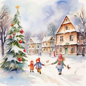 Dancing in the Snow Christmas Card