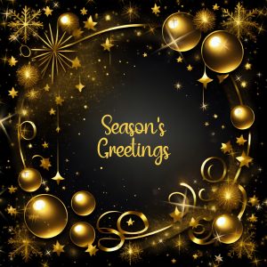 Golden Bauble Border Christmas Card