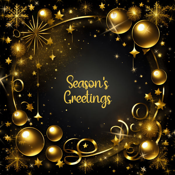 Golden Bauble Border Christmas Card