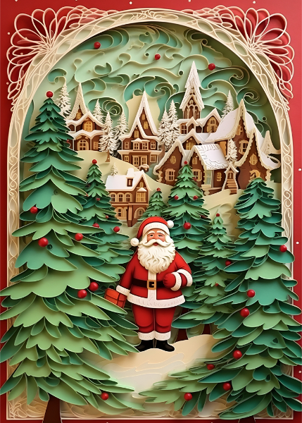 Paper Santa Christmas Card