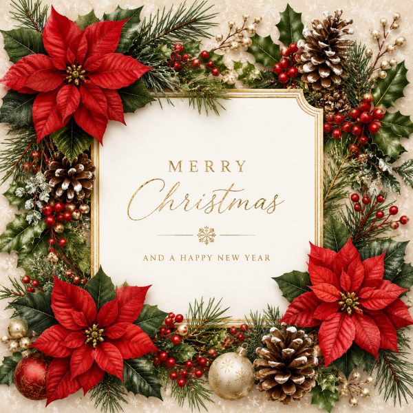 Poinsettia Festive Frame